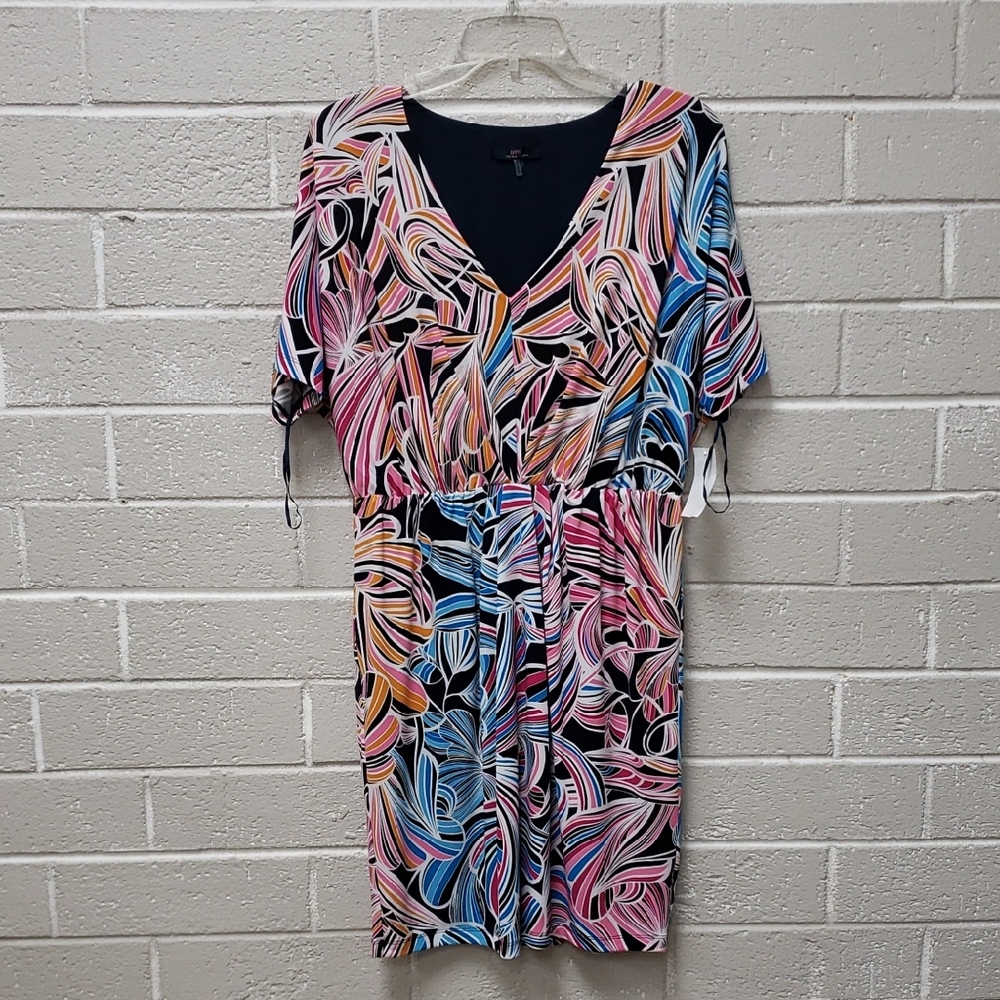 NWT TRINA TURK Multicolor Abstract Print V-Neck Dress